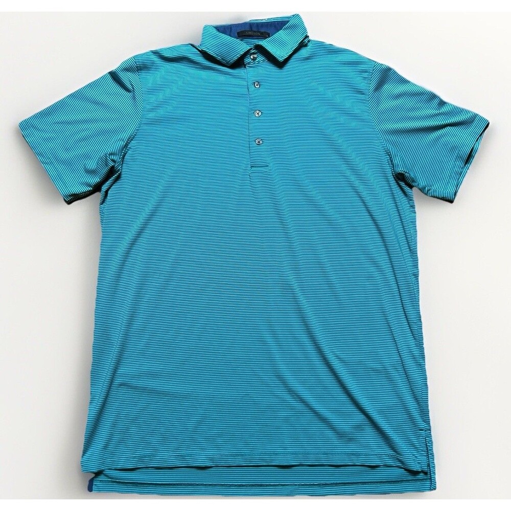 Greyson Golf Polo Shirt Mens Large Blue Striped Performance Stretch TPC  Boston